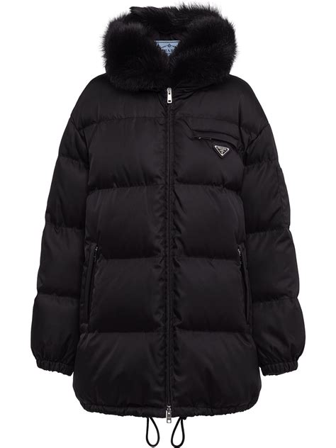 fake prada coat with fur hood
